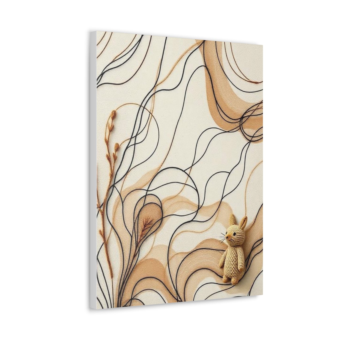 Canvas Wall Art Print, Abstract Organic Patterns, Neutral Earthy Tones, Handcrafted Aesthetic Wool Look, Home Decor, Living Room Decor,