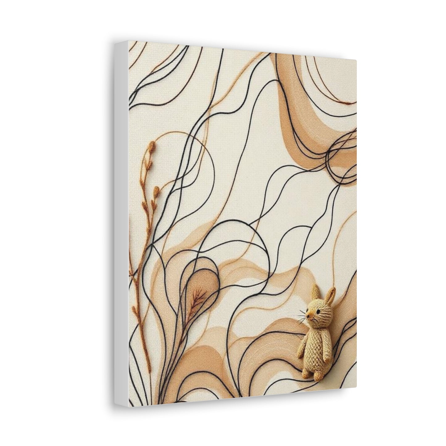 Canvas Wall Art Print, Abstract Organic Patterns, Neutral Earthy Tones, Handcrafted Aesthetic Wool Look, Home Decor, Living Room Decor,