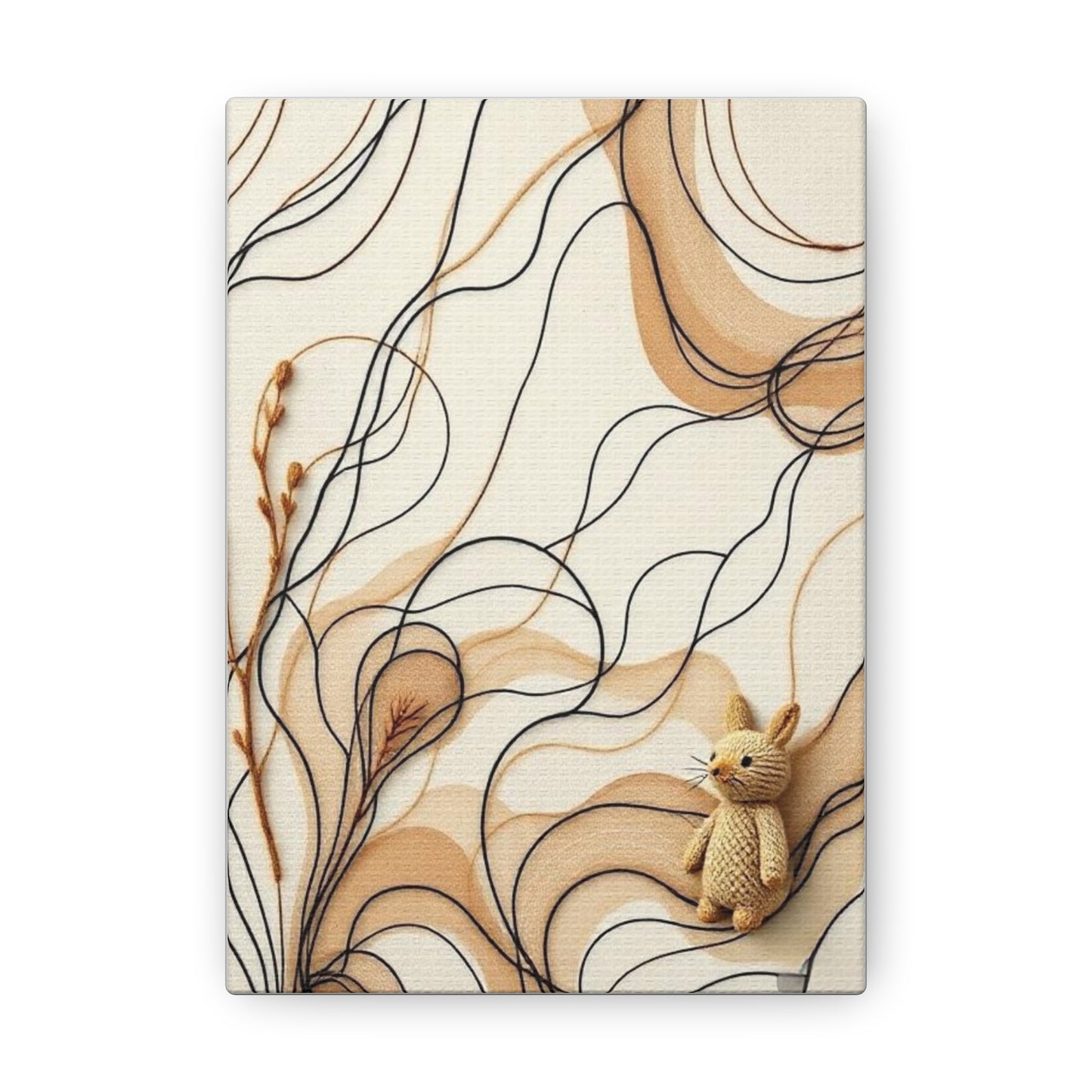 Canvas Wall Art Print, Abstract Organic Patterns, Neutral Earthy Tones, Handcrafted Aesthetic Wool Look, Home Decor, Living Room Decor,