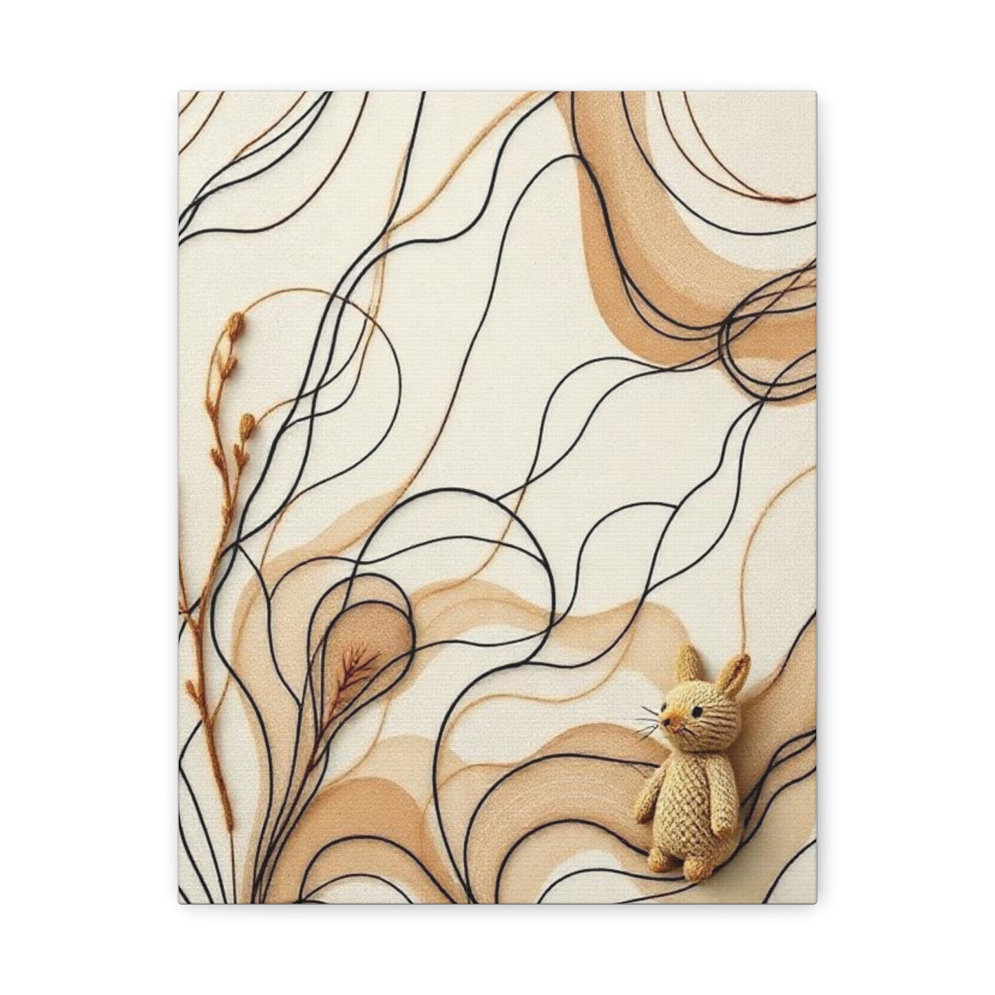 Canvas Wall Art Print, Abstract Organic Patterns, Neutral Earthy Tones, Handcrafted Aesthetic Wool Look, Home Decor, Living Room Decor,