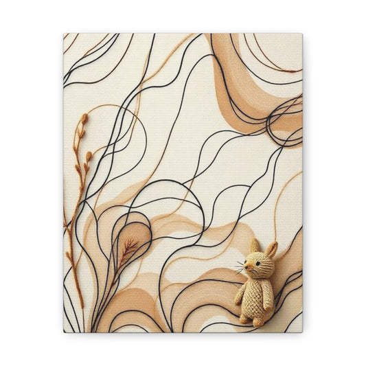 Canvas Wall Art Print, Abstract Organic Patterns, Neutral Earthy Tones, Handcrafted Aesthetic Wool Look, Home Decor, Living Room Decor,