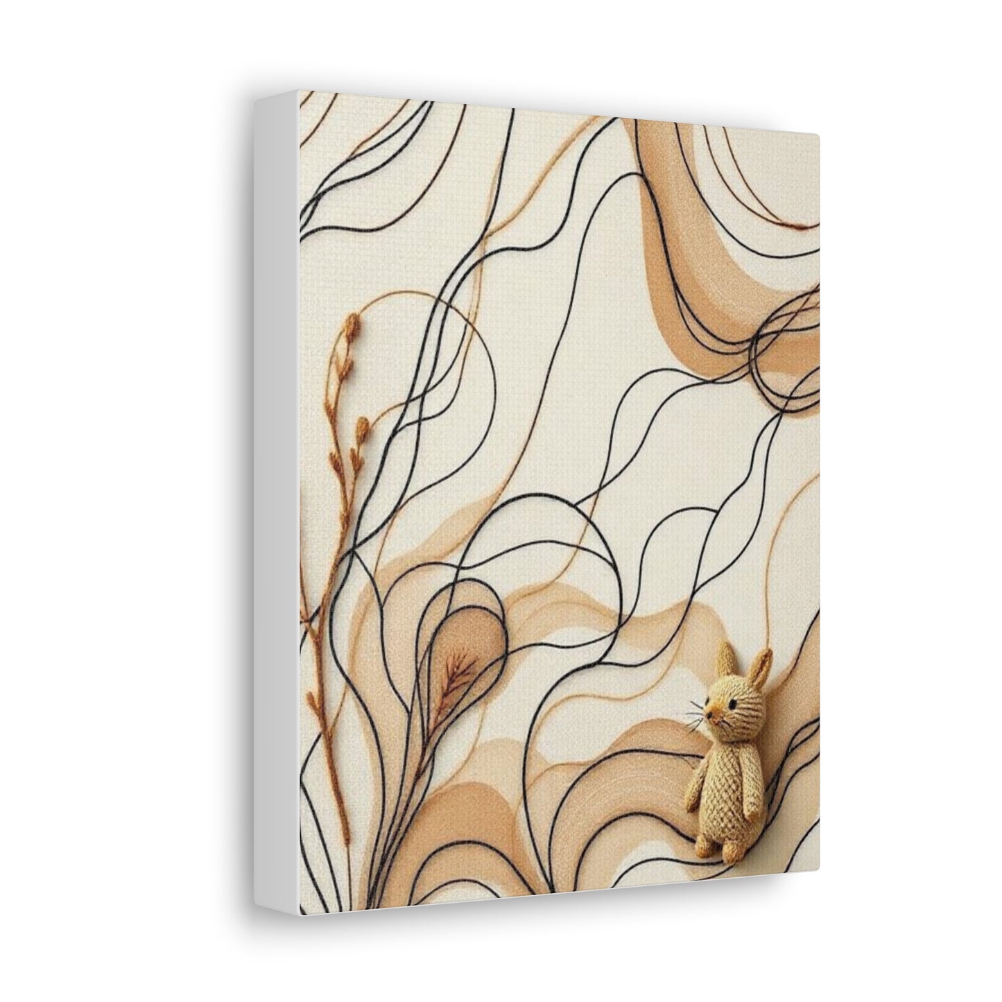 Canvas Wall Art Print, Abstract Organic Patterns, Neutral Earthy Tones, Handcrafted Aesthetic Wool Look, Home Decor, Living Room Decor,