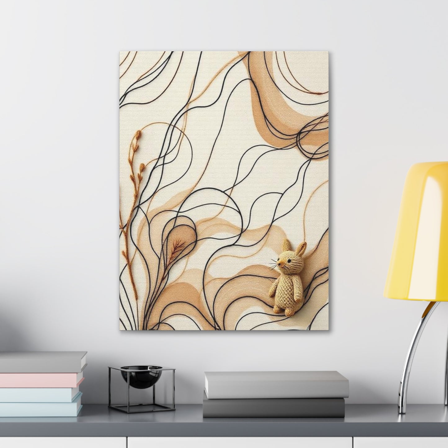 Canvas Wall Art Print, Abstract Organic Patterns, Neutral Earthy Tones, Handcrafted Aesthetic Wool Look, Home Decor, Living Room Decor,