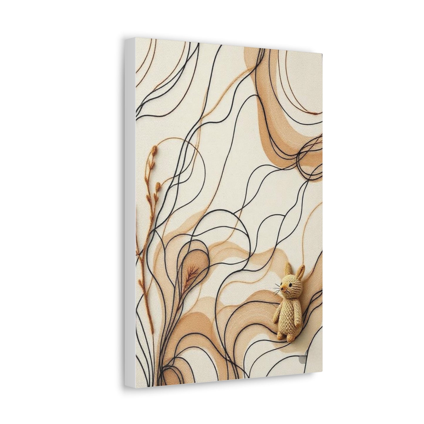 Canvas Wall Art Print, Abstract Organic Patterns, Neutral Earthy Tones, Handcrafted Aesthetic Wool Look, Home Decor, Living Room Decor,