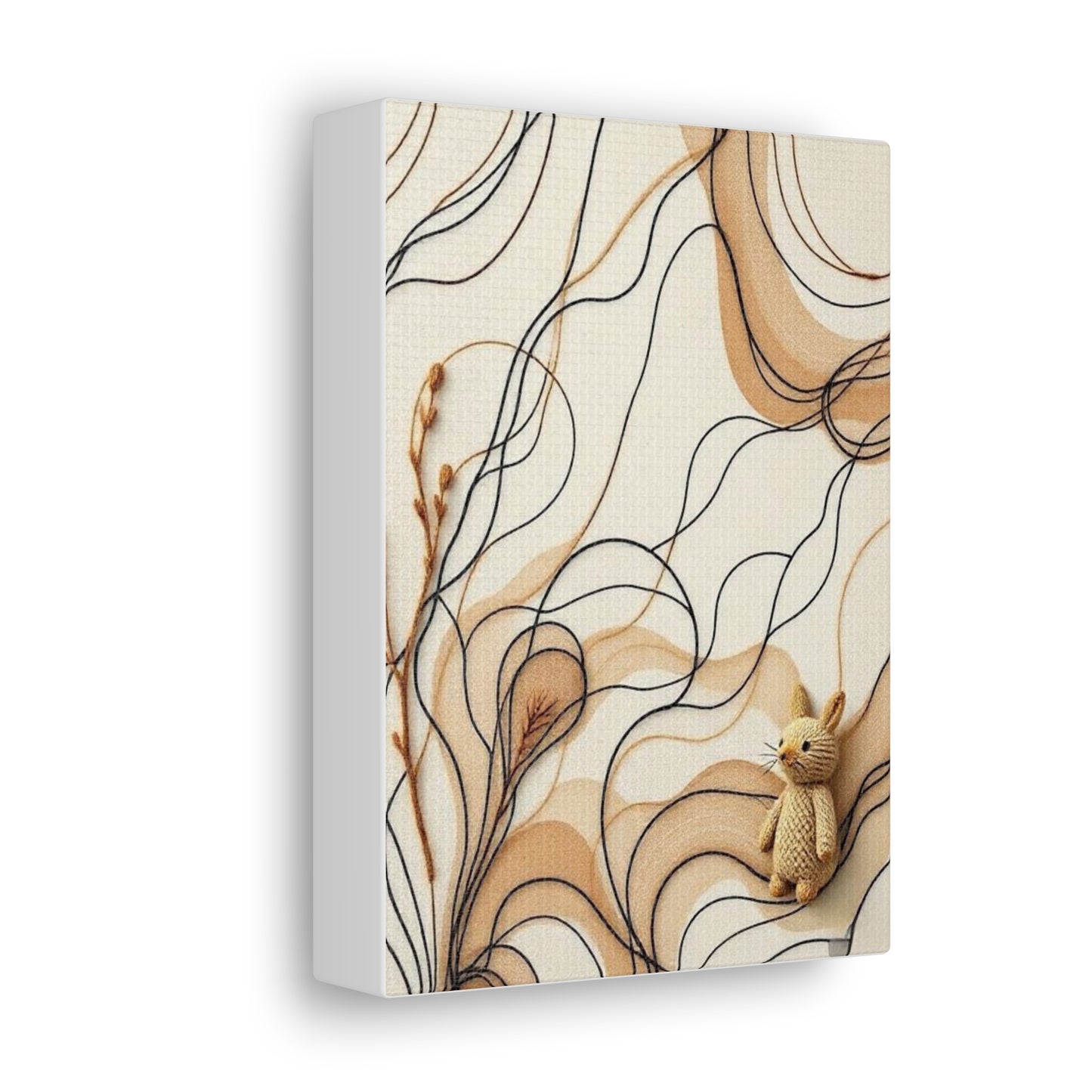 Canvas Wall Art Print, Abstract Organic Patterns, Neutral Earthy Tones, Handcrafted Aesthetic Wool Look, Home Decor, Living Room Decor,