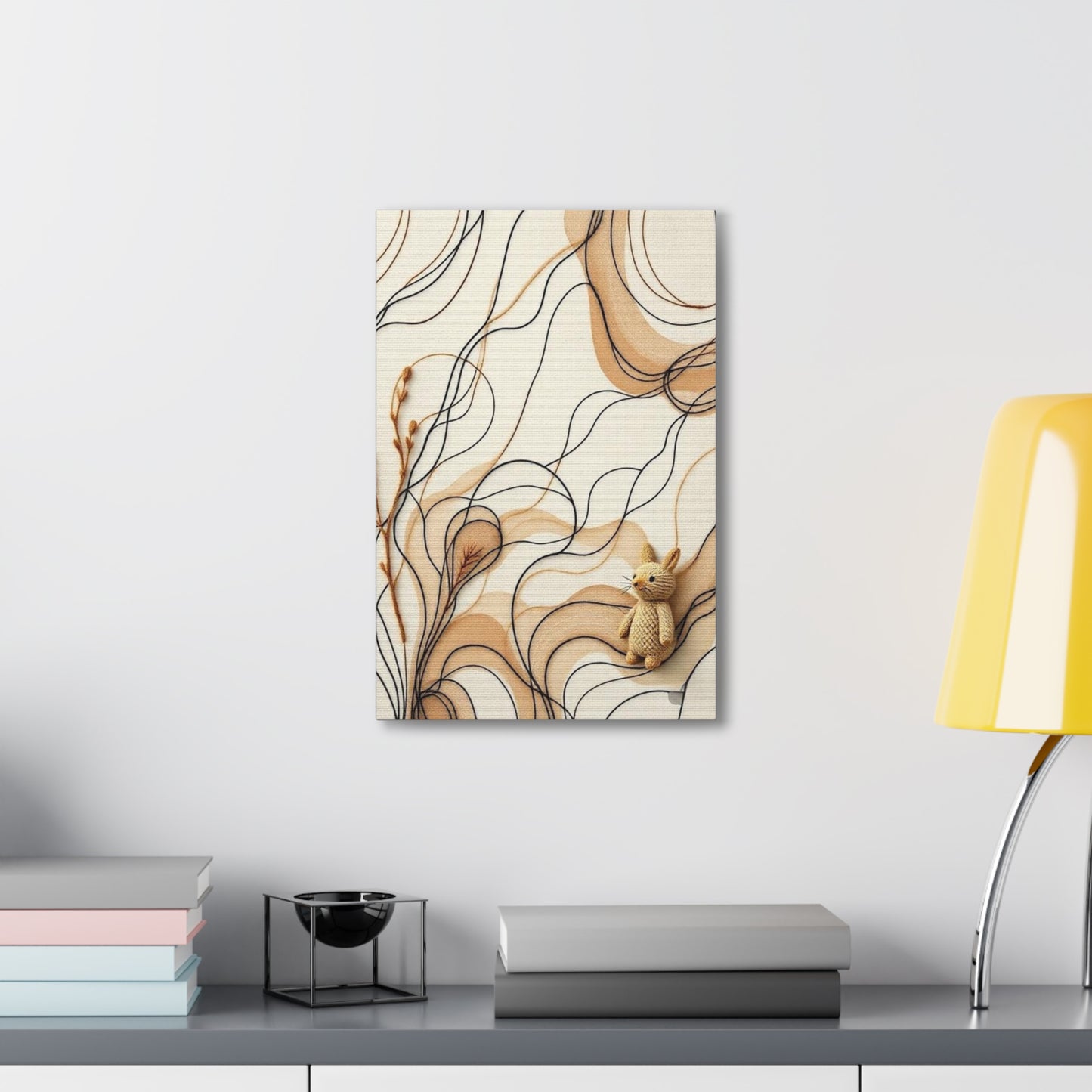 Canvas Wall Art Print, Abstract Organic Patterns, Neutral Earthy Tones, Handcrafted Aesthetic Wool Look, Home Decor, Living Room Decor,