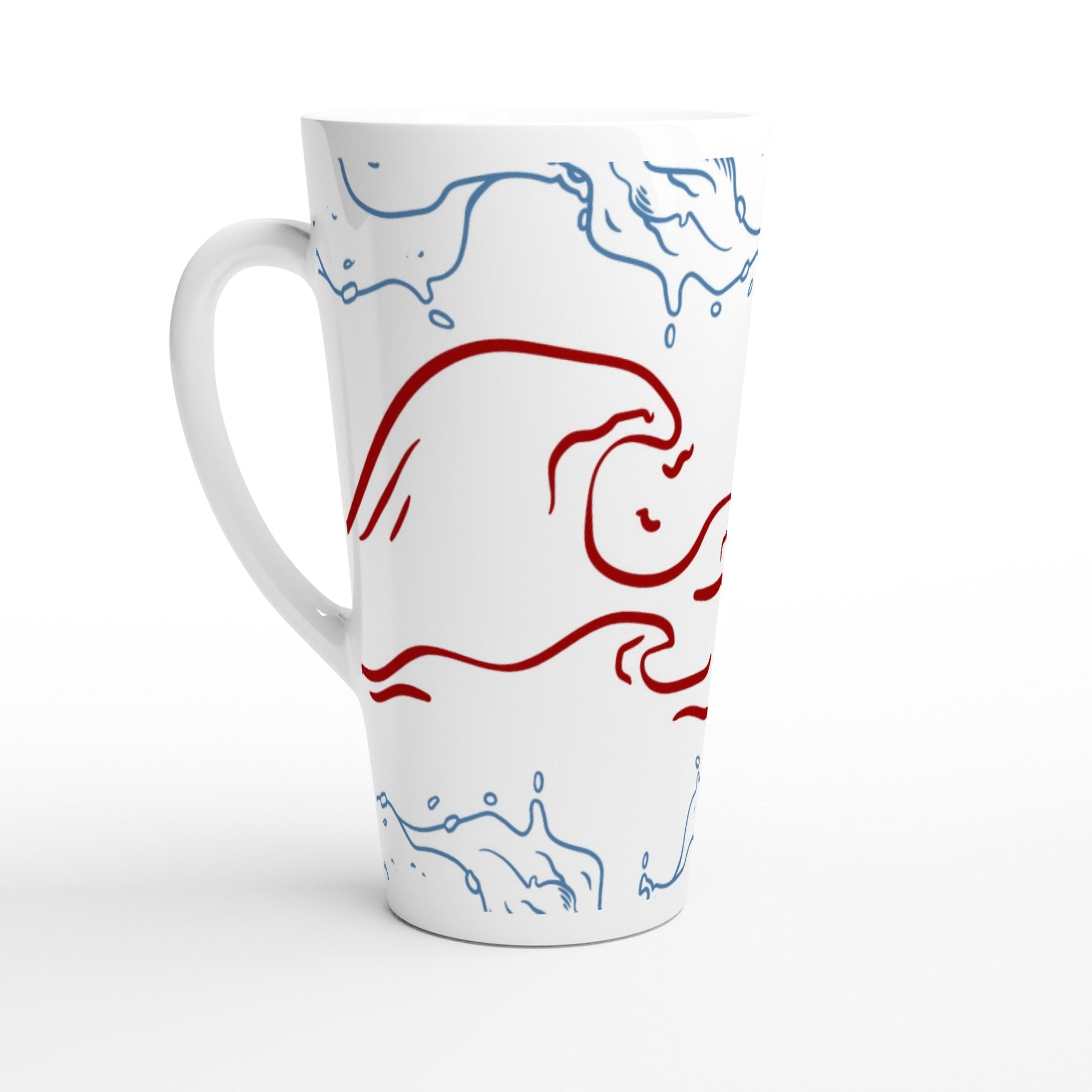 Unique coffee Mugs Ocean Wave Latte Design By HadiArts-7