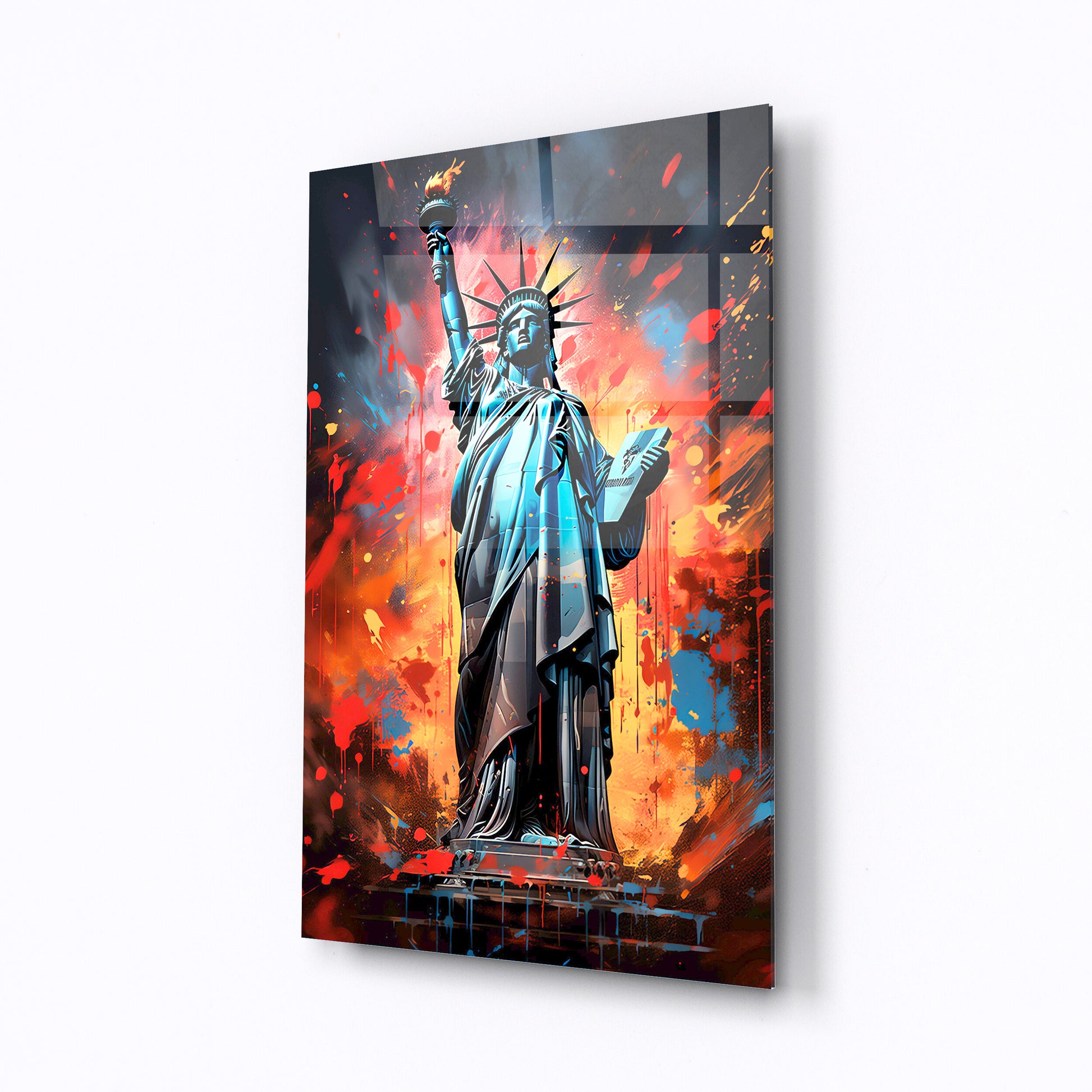 Tempered glass wall art Statue of liberty-0