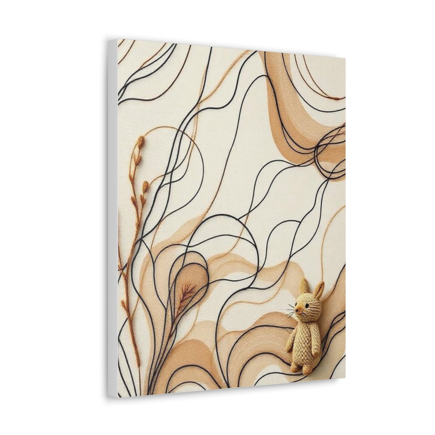 Canvas Wall Art Print, Abstract Organic Patterns, Neutral Earthy Tones, Handcrafted Aesthetic Wool Look, Home Decor, Living Room Decor,