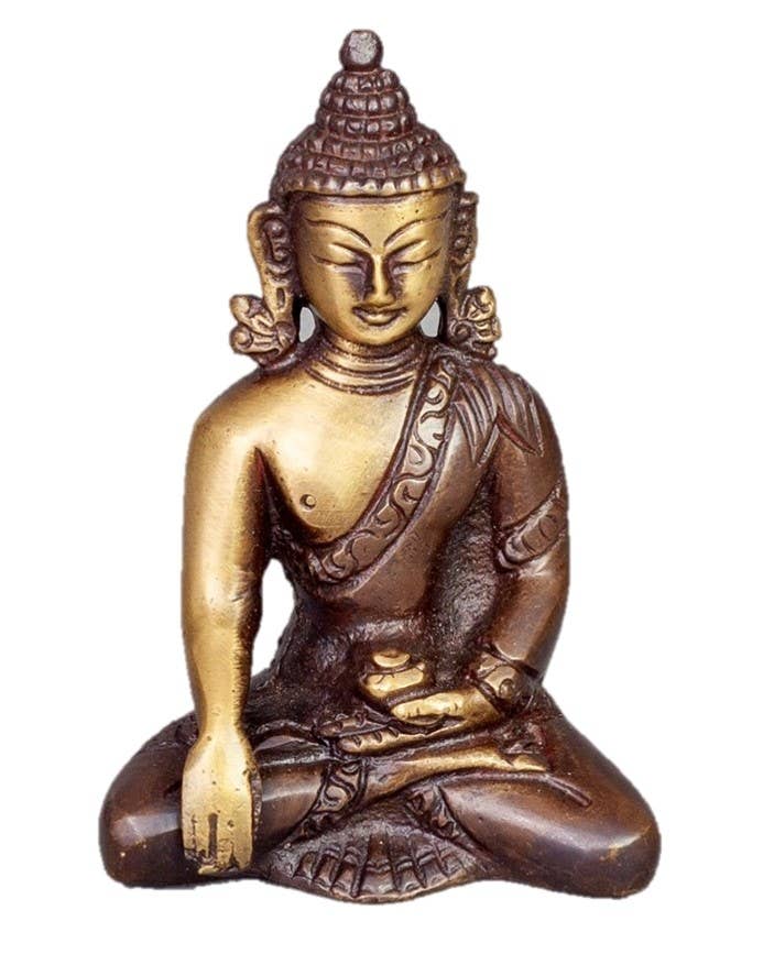 Sitting  Buddha in Meditation Pose two-tone color in Brass-0