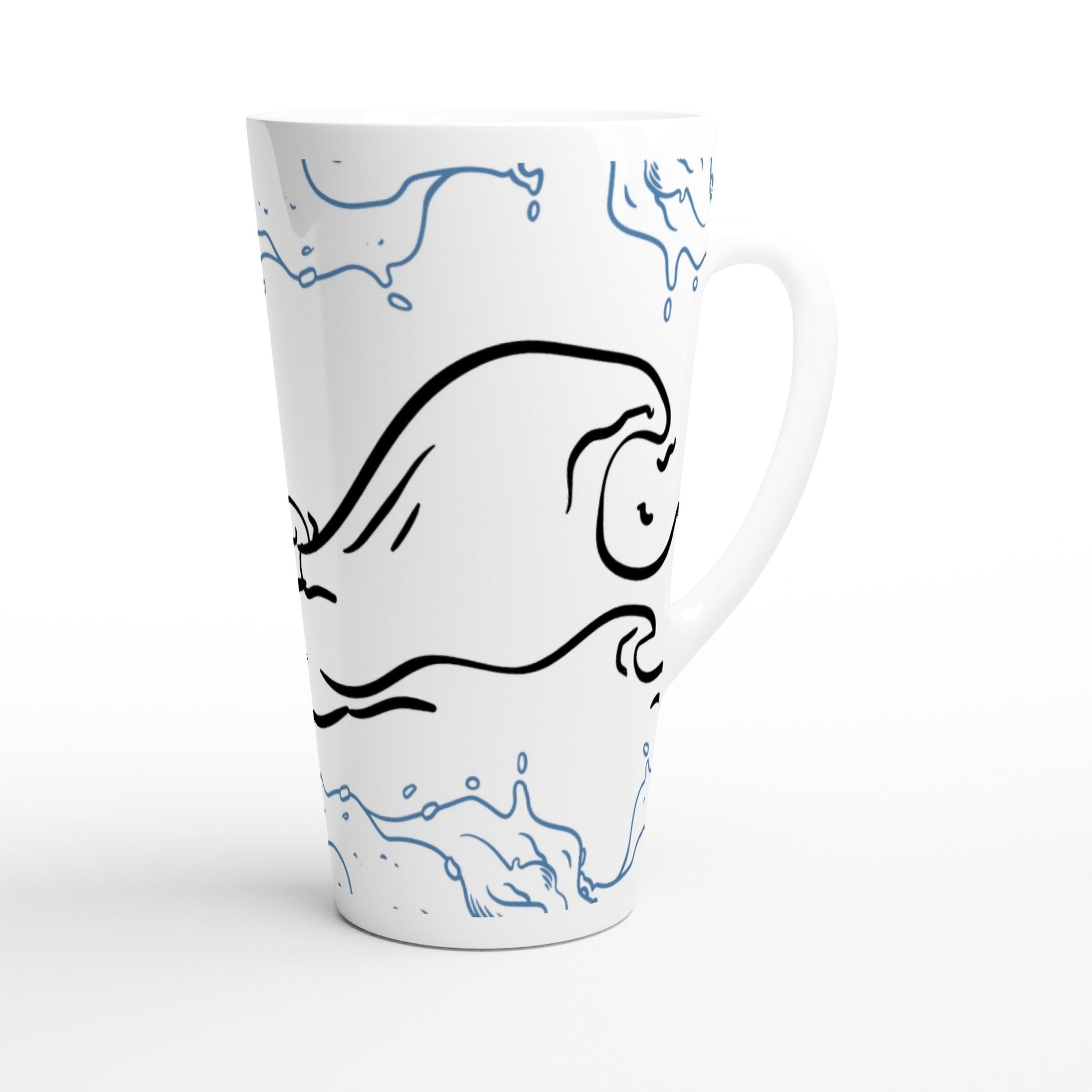 Unique coffee Mugs Ocean Wave Latte Design By HadiArts-8