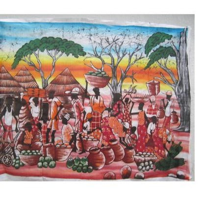 African Village Batik Art 01-0