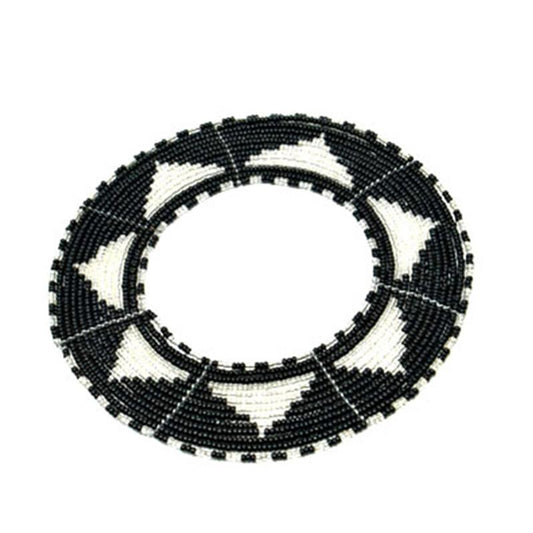 Maasai Disc Beaded Bangle 08 - Black & Silver-0