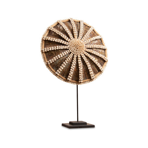 Brass & Cowrie Shell Cameroon Shield on stand | Hand Carved in Cameroon-0