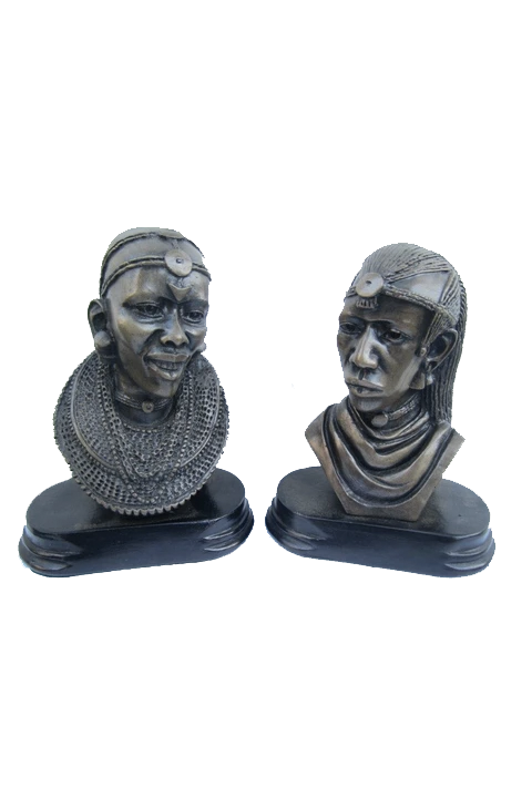 Maasai Couple Bust Sculpture-1