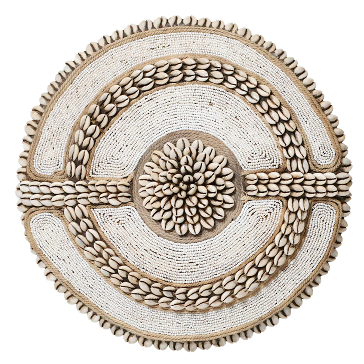 Beaded Cameroon Shield White 24" W | Hand carved in Cameroon-0