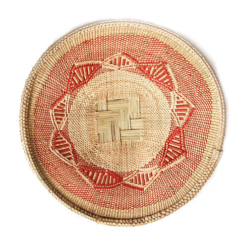 Tonga Pattern Basket with Recycled Plastic | Berry Red-0